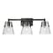 Z-Lite Analia Vanity, 3-Light, 26.25 In.W x 7.5 In.L x 9.25 In.H, Matte Black/Clear Ribbed 1101-3V-MB - alternate 1